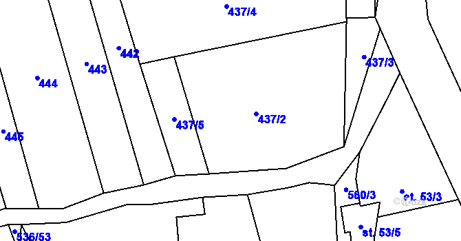 Parcela st. 437/2 v KÚ Nezamyslice u Horažďovic, Katastrální mapa
