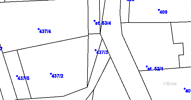 Parcela st. 437/3 v KÚ Nezamyslice u Horažďovic, Katastrální mapa