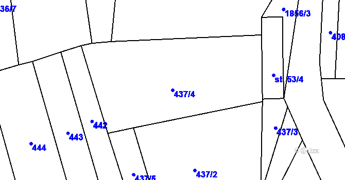 Parcela st. 437/4 v KÚ Nezamyslice u Horažďovic, Katastrální mapa
