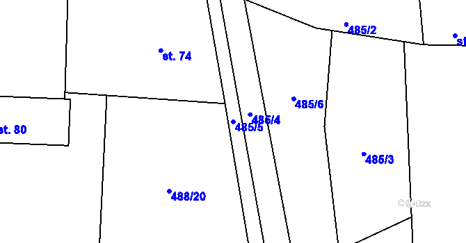 Parcela st. 485/5 v KÚ Nezamyslice u Horažďovic, Katastrální mapa