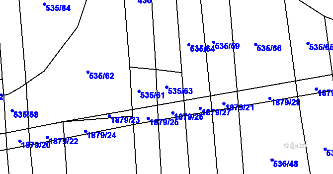 Parcela st. 535/63 v KÚ Nezamyslice u Horažďovic, Katastrální mapa
