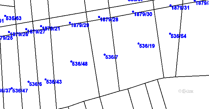 Parcela st. 536/7 v KÚ Nezamyslice u Horažďovic, Katastrální mapa