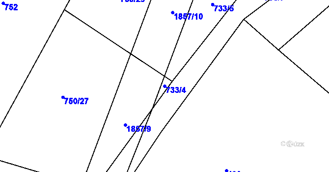 Parcela st. 733/4 v KÚ Nezamyslice u Horažďovic, Katastrální mapa