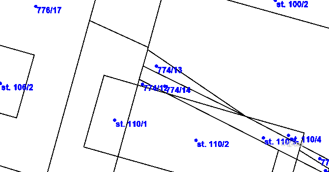 Parcela st. 774/14 v KÚ Nezamyslice u Horažďovic, Katastrální mapa