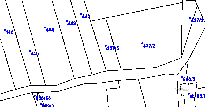 Parcela st. 437/5 v KÚ Nezamyslice u Horažďovic, Katastrální mapa