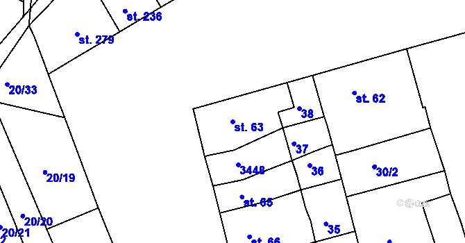 Parcela st. 63 v KÚ Nezamyslice nad Hanou, Katastrální mapa