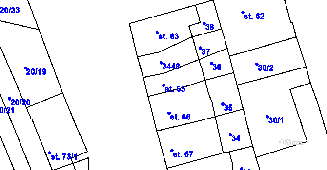 Parcela st. 65 v KÚ Nezamyslice nad Hanou, Katastrální mapa