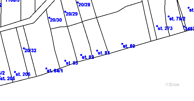 Parcela st. 81 v KÚ Nezamyslice nad Hanou, Katastrální mapa