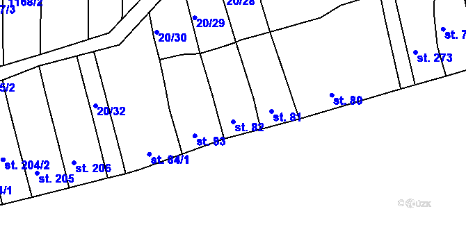 Parcela st. 82 v KÚ Nezamyslice nad Hanou, Katastrální mapa