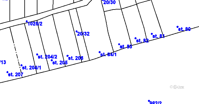 Parcela st. 84/1 v KÚ Nezamyslice nad Hanou, Katastrální mapa
