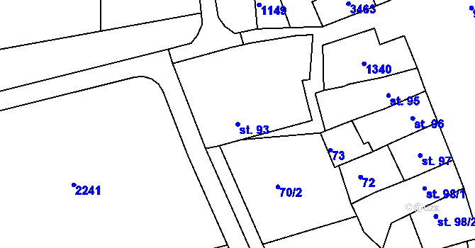 Parcela st. 93 v KÚ Nezamyslice nad Hanou, Katastrální mapa