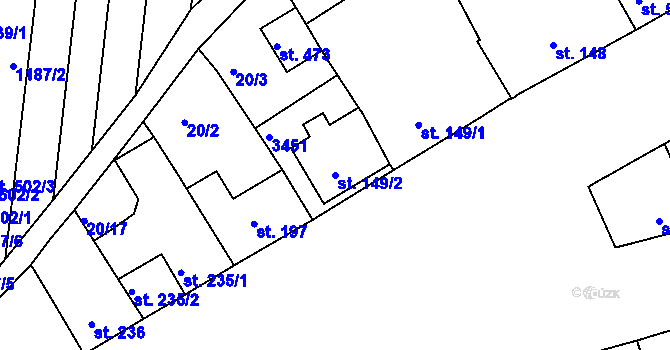 Parcela st. 149/2 v KÚ Nezamyslice nad Hanou, Katastrální mapa