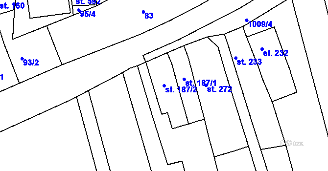 Parcela st. 187/2 v KÚ Nezamyslice nad Hanou, Katastrální mapa