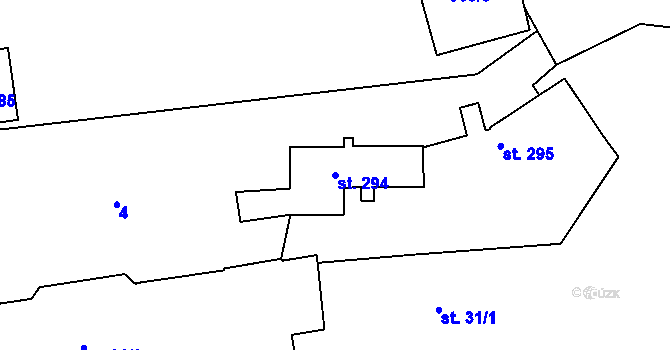 Parcela st. 294 v KÚ Nezamyslice nad Hanou, Katastrální mapa