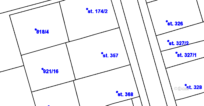 Parcela st. 357 v KÚ Nezamyslice nad Hanou, Katastrální mapa