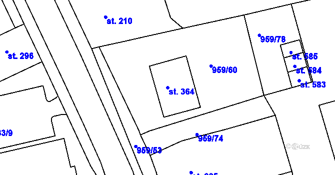 Parcela st. 364 v KÚ Nezamyslice nad Hanou, Katastrální mapa