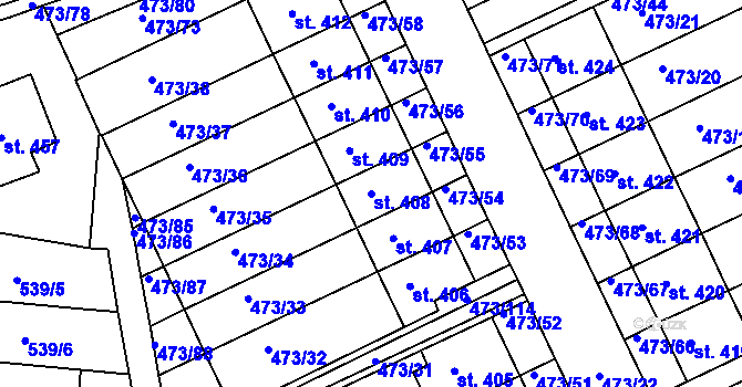 Parcela st. 408 v KÚ Nezamyslice nad Hanou, Katastrální mapa