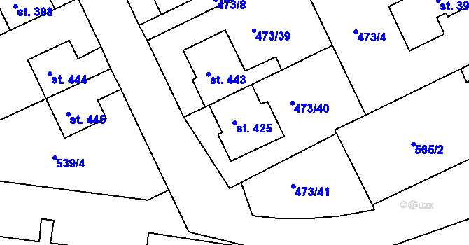 Parcela st. 425 v KÚ Nezamyslice nad Hanou, Katastrální mapa