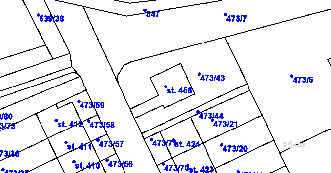 Parcela st. 456 v KÚ Nezamyslice nad Hanou, Katastrální mapa