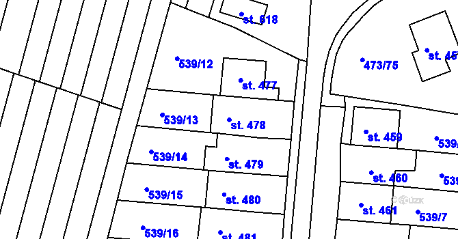 Parcela st. 478 v KÚ Nezamyslice nad Hanou, Katastrální mapa