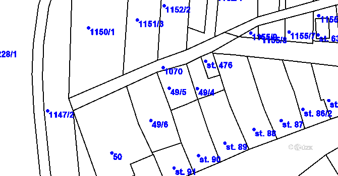Parcela st. 49/5 v KÚ Nezamyslice nad Hanou, Katastrální mapa
