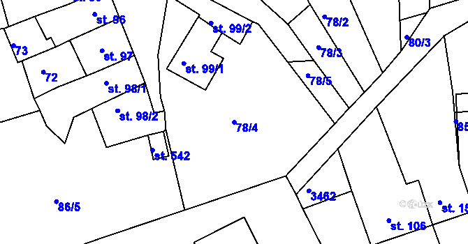 Parcela st. 78/4 v KÚ Nezamyslice nad Hanou, Katastrální mapa