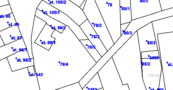 Parcela st. 78/5 v KÚ Nezamyslice nad Hanou, Katastrální mapa