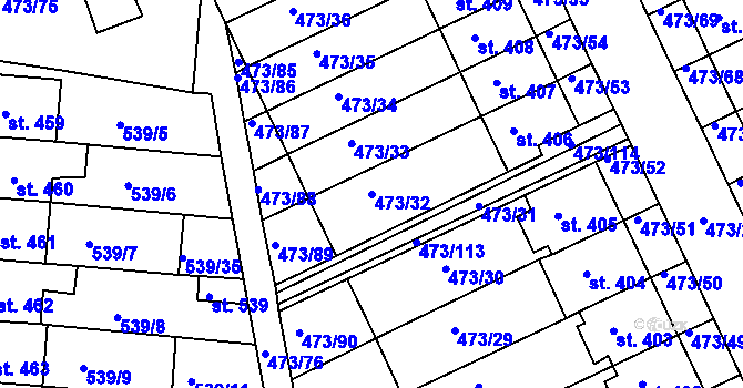 Parcela st. 473/32 v KÚ Nezamyslice nad Hanou, Katastrální mapa