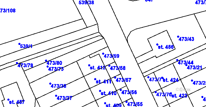 Parcela st. 473/59 v KÚ Nezamyslice nad Hanou, Katastrální mapa