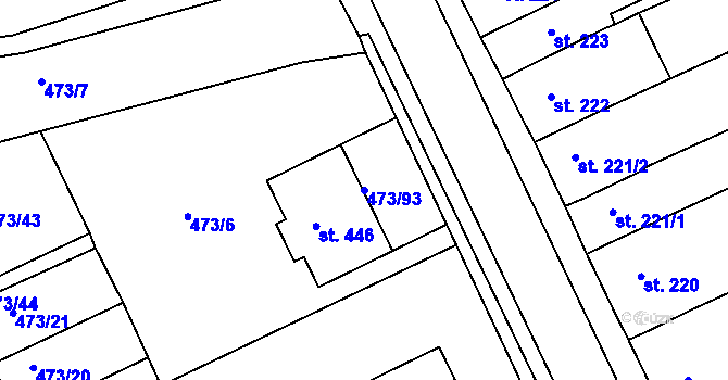 Parcela st. 473/93 v KÚ Nezamyslice nad Hanou, Katastrální mapa