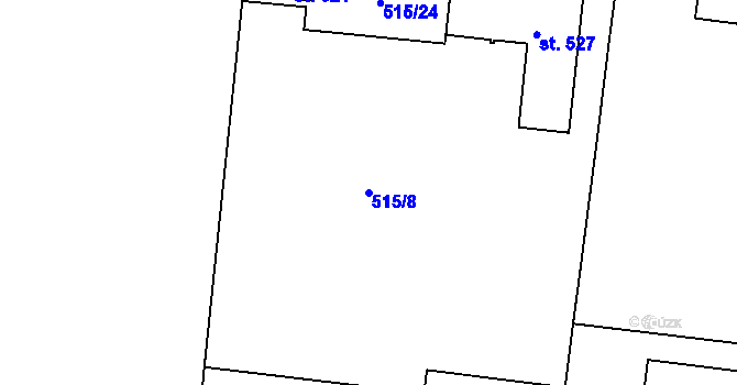 Parcela st. 515/8 v KÚ Nezamyslice nad Hanou, Katastrální mapa
