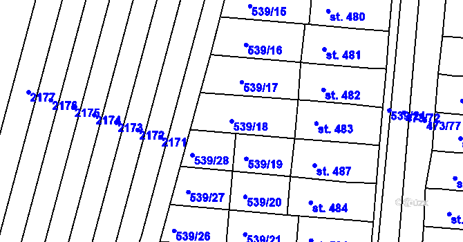 Parcela st. 539/18 v KÚ Nezamyslice nad Hanou, Katastrální mapa