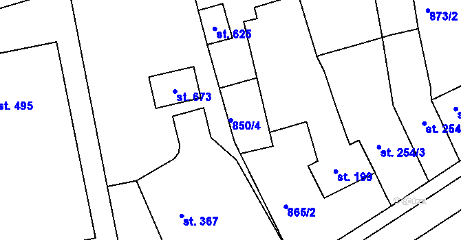 Parcela st. 850/4 v KÚ Nezamyslice nad Hanou, Katastrální mapa