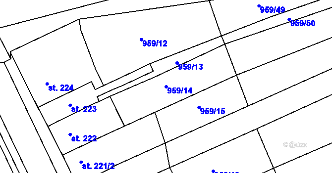 Parcela st. 959/14 v KÚ Nezamyslice nad Hanou, Katastrální mapa