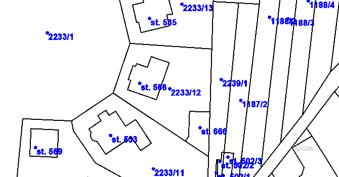 Parcela st. 2233/12 v KÚ Nezamyslice nad Hanou, Katastrální mapa