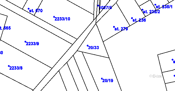 Parcela st. 20/33 v KÚ Nezamyslice nad Hanou, Katastrální mapa