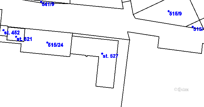 Parcela st. 527 v KÚ Nezamyslice nad Hanou, Katastrální mapa