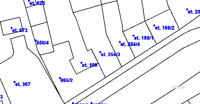 Parcela st. 254/3 v KÚ Nezamyslice nad Hanou, Katastrální mapa