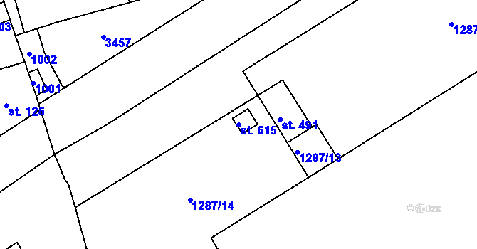 Parcela st. 615 v KÚ Nezamyslice nad Hanou, Katastrální mapa