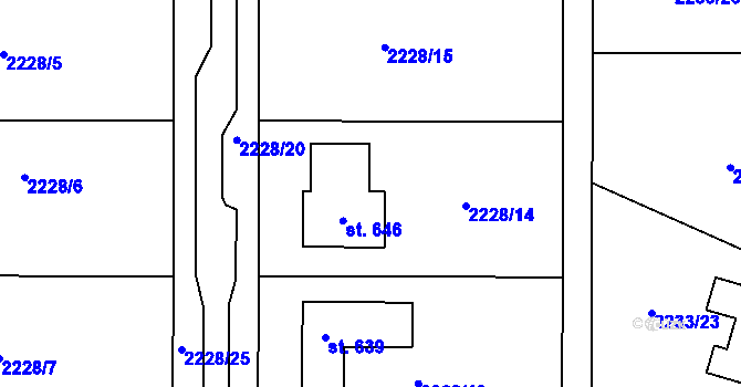 Parcela st. 2228/14 v KÚ Nezamyslice nad Hanou, Katastrální mapa