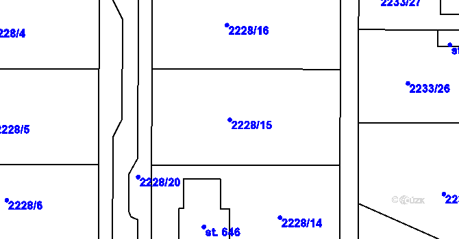 Parcela st. 2228/15 v KÚ Nezamyslice nad Hanou, Katastrální mapa