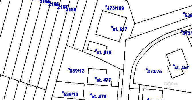 Parcela st. 618 v KÚ Nezamyslice nad Hanou, Katastrální mapa