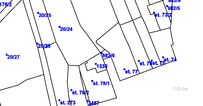 Parcela st. 982/6 v KÚ Nezamyslice nad Hanou, Katastrální mapa
