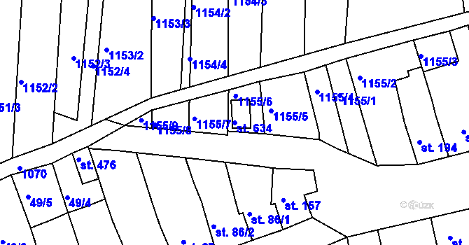 Parcela st. 634 v KÚ Nezamyslice nad Hanou, Katastrální mapa