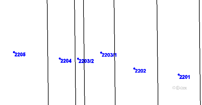 Parcela st. 2203/1 v KÚ Nezamyslice nad Hanou, Katastrální mapa