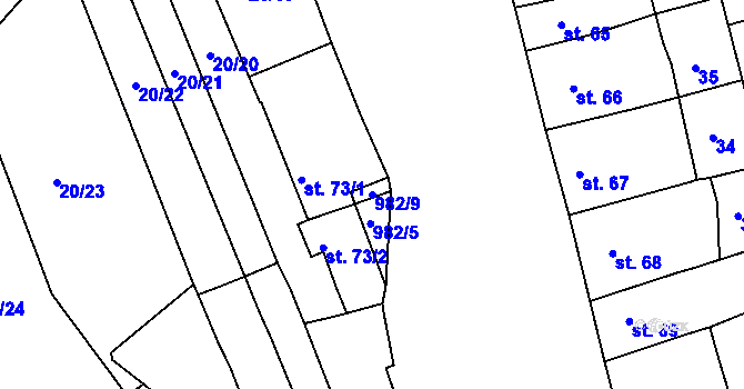 Parcela st. 982/9 v KÚ Nezamyslice nad Hanou, Katastrální mapa