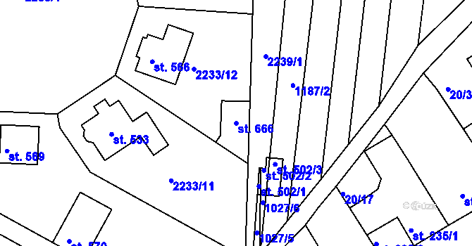 Parcela st. 666 v KÚ Nezamyslice nad Hanou, Katastrální mapa