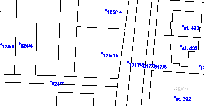 Parcela st. 125/15 v KÚ Nezamyslice nad Hanou, Katastrální mapa