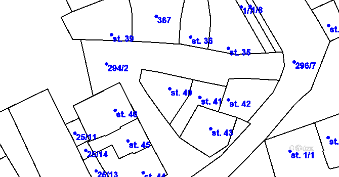 Parcela st. 40 v KÚ Těšice u Nezamyslic, Katastrální mapa