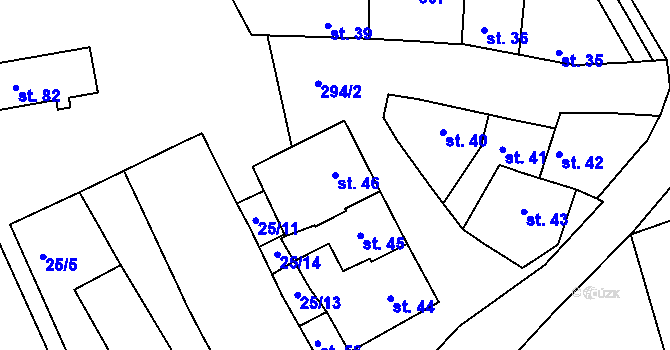 Parcela st. 46 v KÚ Těšice u Nezamyslic, Katastrální mapa